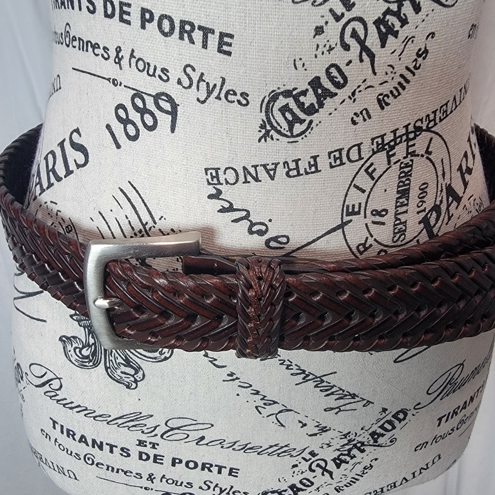 Braided Leather Men's Belt - Brown